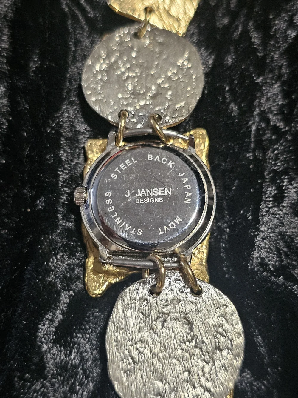 Jensen Gold-Tone Textured Charm Bracelet Watch